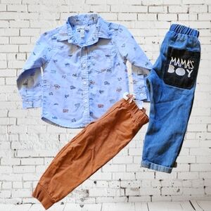 Baby boy lot carter's brown pant mama's boy jean longsleeve truck shirt 24 month